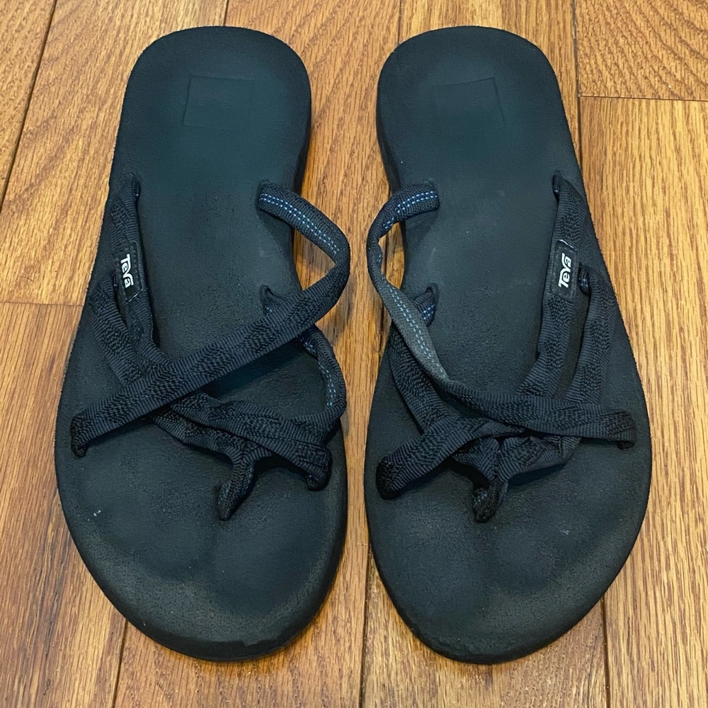 Women's Black Teva Olowahu Flip-Flops Sandals 6840C‎ Size 9